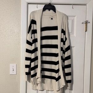 Universal Thread Black and Cream Striped Cardigan